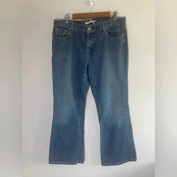 Tommy Hilfiger Low Rise Bootcut Y2K Trendy Dark Wash Jeans Plus Size 14 2006 093 - Picture 1 of 11